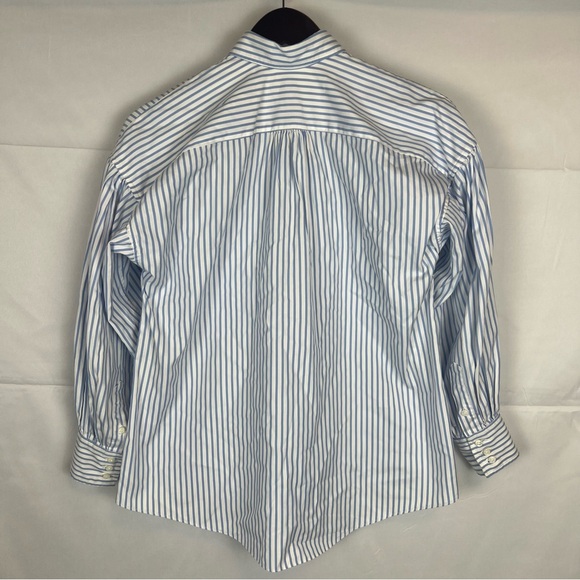 Ann Mashburn Mandarin Paulina Button Up Blue Striped Shirt - Picture 3 of 5